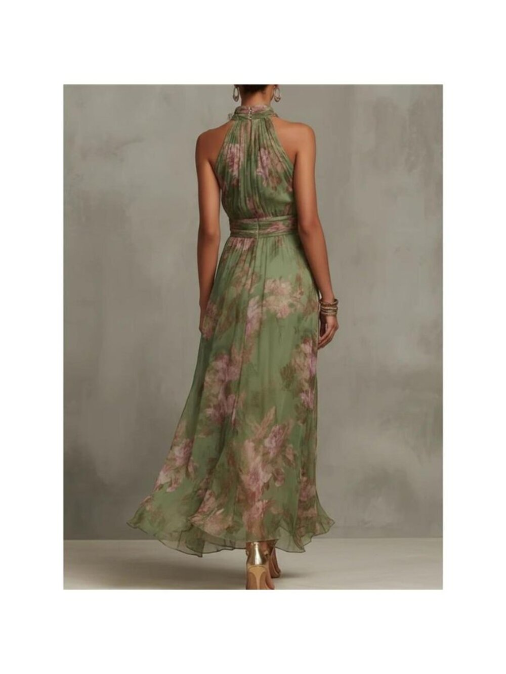 Floral Print Sleeveless Maxi Dress